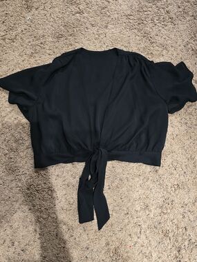 Black Tie-Back Women's Blouse